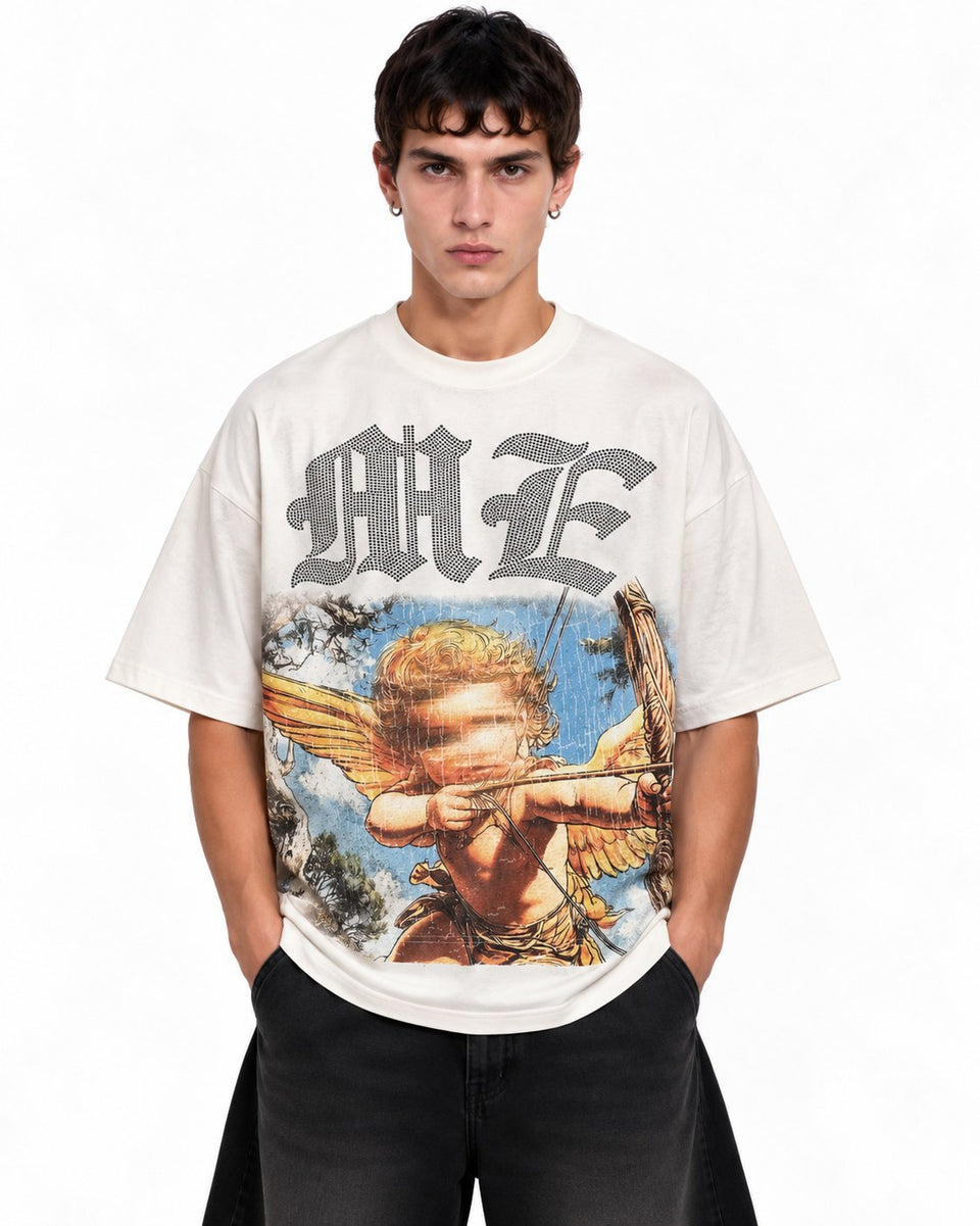 Angel Rhinestone Tee blanca - modelo frente
