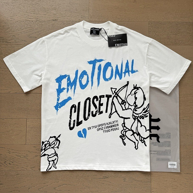 Emotional Closet Tee blanco y azul - frente