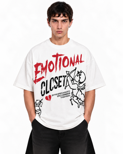 Emotional Closet Tee blanco y rojo - modelo frente