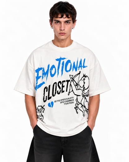 Emotional Closet Tee blanco y azul - modelo frente