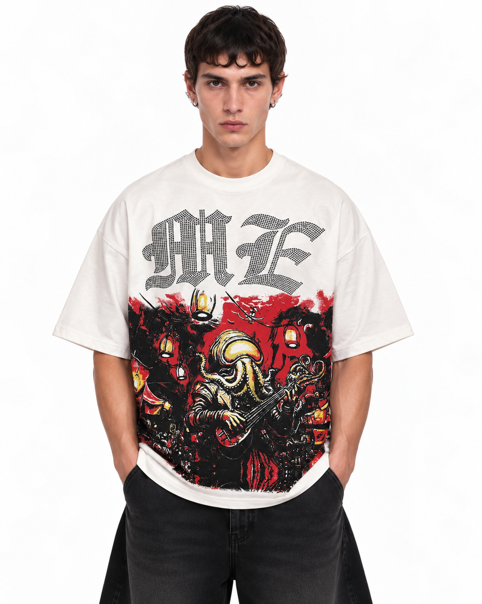 Mixed Emotion Octopus Rhinestone Tee crudo